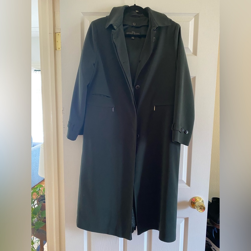 Green Anne Klein Formal Coat with Removable Lining and Hood